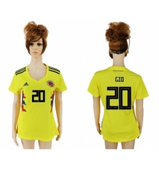 Women's Colombia #20 GIO Home Soccer Country Jersey