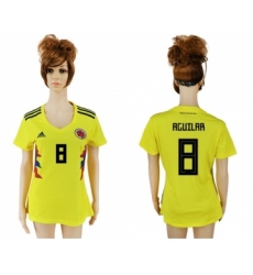 Women's Colombia #8 Aguilar Home Soccer Country Jersey