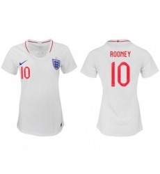 Women's England #10 Rooney Home Soccer Country Jersey