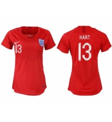 Women's England #13 Hart Away Soccer Country Jersey