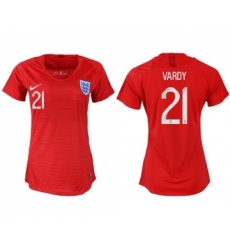 Women's England #21 Vardy Away Soccer Country Jersey
