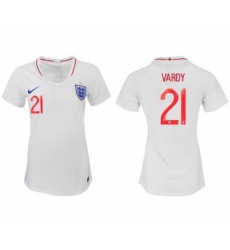 Women's England #21 Vardy Home Soccer Country Jersey