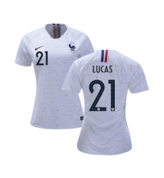 Women's France #21 Lucas Away Soccer Country Jersey