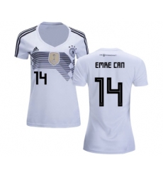 Women's Germany #14 Emre Can White Home Soccer Country Jersey