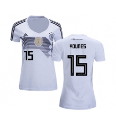 Women's Germany #15 Younes White Home Soccer Country Jersey