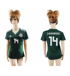 Women's Mexico #14 J.Hernandez Home Soccer Country Jersey