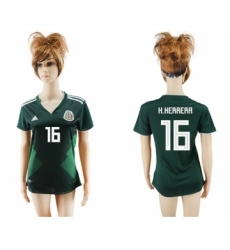 Women's Mexico #16 H.Herrera Home Soccer Country Jersey