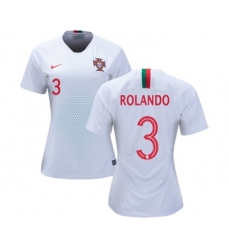 Women's Portugal #3 Rolando Away Soccer Country Jersey