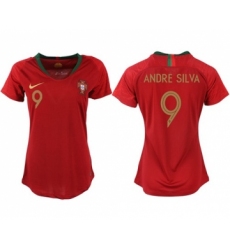 Women's Portugal #9 Andre Silva Home Soccer Country Jersey