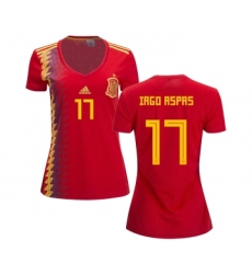 Women's Spain #17 Iago Aspas Red Home Soccer Country Jersey