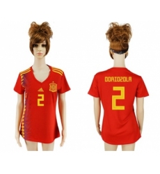 Women's Spain #2 Odriozola Red Home Soccer Country Jersey