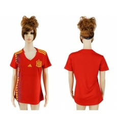 Women's Spain Blank Red Home Soccer Country Jersey