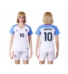Women's USA #10 Diskerud Home(Three Star) Soccer Country Jersey