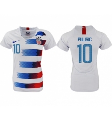 Women's USA #10 Pulisic Home Soccer Country Jersey