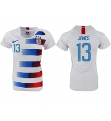 Women's USA #13 Jones Home Soccer Country Jersey
