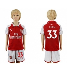Arsenal #33 Cech Home Kid Soccer Club Jersey