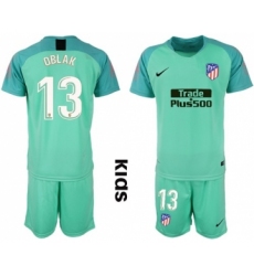 Atletico Madrid #13 Oblak Green Goalkeeper Kid Soccer Club Jersey