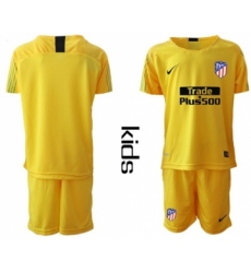 Atletico Madrid Blank Yellow Goalkeeper Kid Soccer Club Jersey