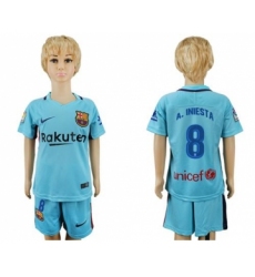 Barcelona #8 A.Iniesta Away Kid Soccer Club Jersey