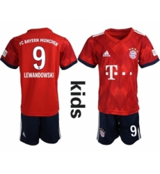 Bayern Munchen #9 Lewandowski Home Kid Soccer Club Jersey