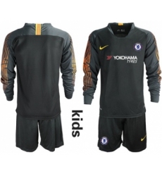 Chelsea Blank Black Goalkeeper Long Sleeves Kid Soccer Club Jersey