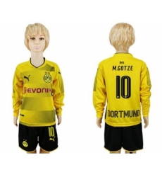 Dortmund #10 M.Gotze Home Long Sleeves Kid Soccer Club Jersey
