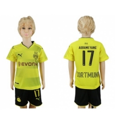 Dortmund #17 Aubameyang Home Kid Soccer Club Jersey