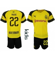 Dortmund #22 Pulisic Home Kid Soccer Club Jersey