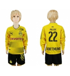 Dortmund #22 Pulisic Home Long Sleeves Kid Soccer Club Jersey