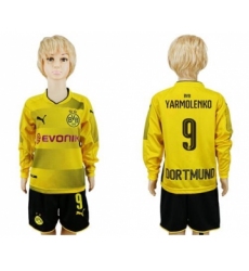 Dortmund #9 Yarmolenko Home Long Sleeves Kid Soccer Club Jersey