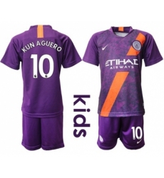 Manchester City #10 Kun Aguero Third Kid Soccer Club Jersey