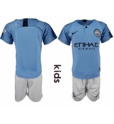 Manchester City Blank Home Kid Soccer Club Jersey