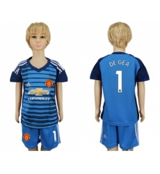 Manchester United #1 De Gea Blue Kid Soccer Club Jersey