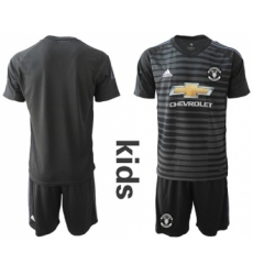 Manchester United Blank Black Goalkeeper Kid Soccer Club Jersey