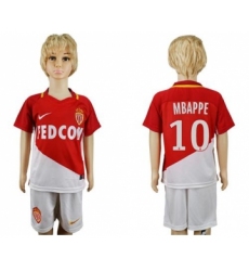 Monaco #10 Mbappe Home Kid Soccer Club Jersey