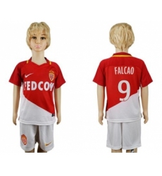 Monaco #9 Falcao Home Kid Soccer Club Jersey