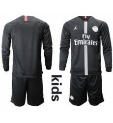 Paris Saint-Germain Blank Jordan Home Long Sleeves Kid Soccer Club Jersey