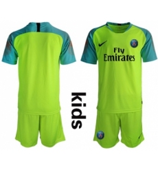 Paris Saint Germain Blank Shiny Green Goalkeeper Kid Soccer Club Jersey