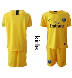 Paris Saint Germain Blank Yellow Goalkeeper Kid Soccer Club Jersey