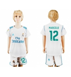 Real Madrid #12 Marcelo White Home Kid Soccer Club Jersey