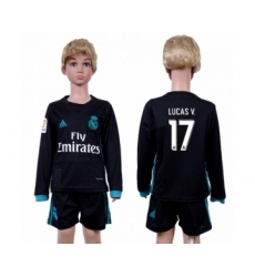 Real Madrid #17 Lucas V. Away Long Sleeves Kid Soccer Club Jersey