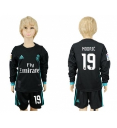 Real Madrid #19 Modric Away Long Sleeves Kid Soccer Club Jersey