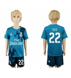 Real Madrid #22 Isco Sec Away Kid Soccer Club Jersey
