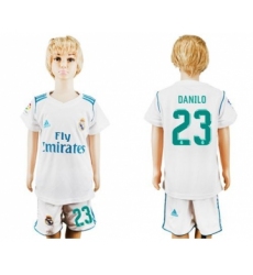 Real Madrid #23 Danilo White Home Kid Soccer Club Jersey
