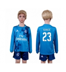 Real Madrid #23 Kovacic Sec Away Long Sleeves Kid Soccer Club Jersey