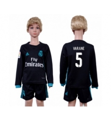 Real Madrid #5 Varane Away Long Sleeves Kid Soccer Club Jersey