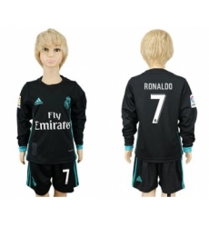 Real Madrid #7 Ronaldo Away Long Sleeves Kid Soccer Club Jersey