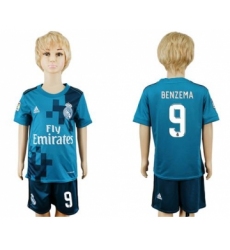 Real Madrid #9 Benzema Sec Away Kid Soccer Club Jersey