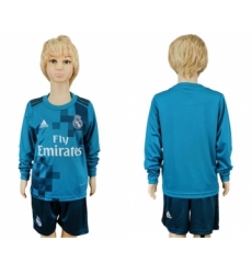 Real Madrid Blank Sec Away Long Sleeves Kid Soccer Club Jersey