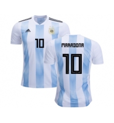 Argentina #10 Maradona Home Kid Soccer Country Jersey